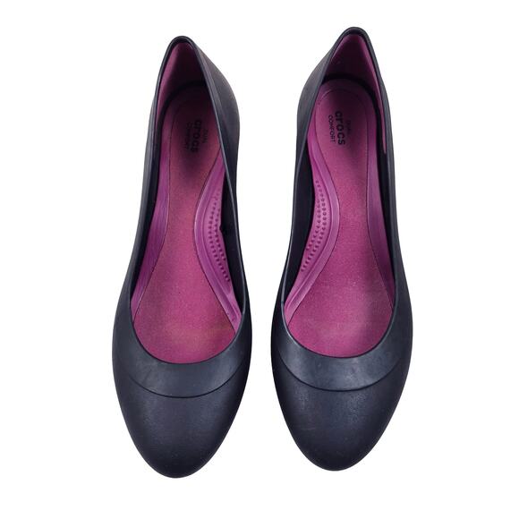 Crocs Lina Slip On Wedge Pump Women's Size 10 Black Dual Comfort Heel Work Shoes - Picture 3 of 7